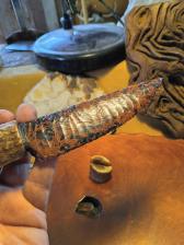 Eagle carved antler stone knife turquoise obsidian