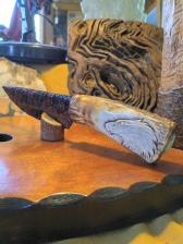 Eagle carved antler stone knife turquoise obsidian
