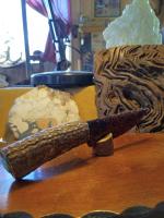Eagle carved antler stone knife turquoise obsidian