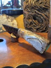 Eagle carved antler stone knife turquoise obsidian