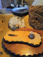Oak leaves and acorns stone knife obsidian blade