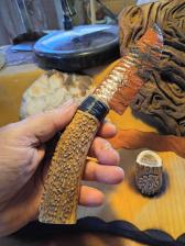 Oak leaves and acorns stone knife obsidian blade