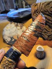 Oak leaves and acorns stone knife obsidian blade
