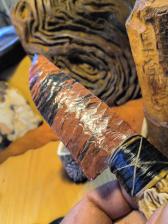 Oak leaves and acorns stone knife obsidian blade