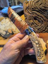 Oak leaves and acorns stone knife obsidian blade
