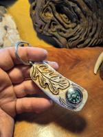 Oak leaf with compass keychain