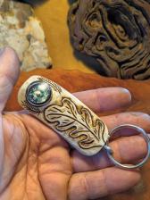 Oak leaf with compass keychain